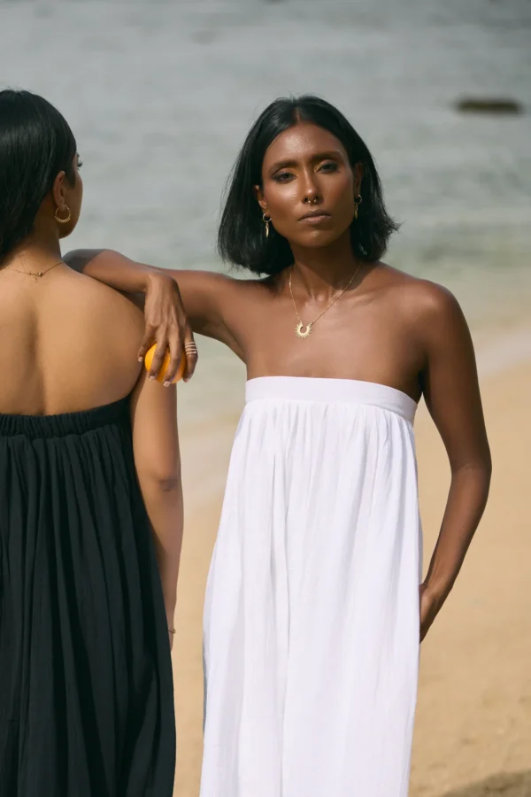 black and white tube dress