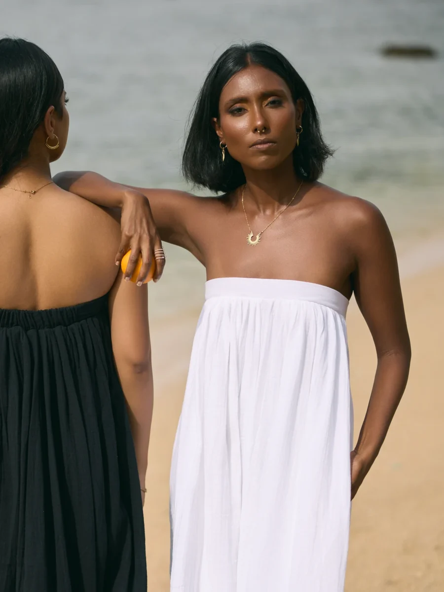 black and white tube dress